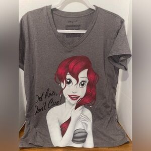 Disney Store "Wet Hair Don't Care" Ariel The Little Mermaid V Neck T-shirt 2X